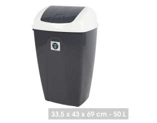 Poubelle Pasha 50L blanc/gris foncé
