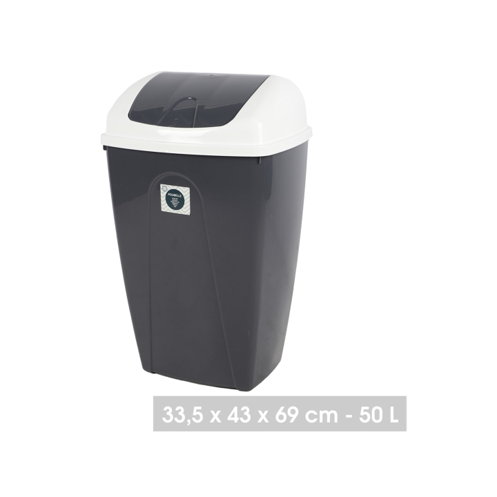 Poubelle Pasha 50L blanc/gris foncé