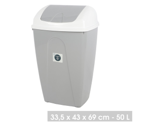 Poubelle Flip 50L blanc/gris clair