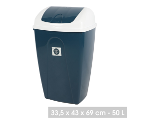 Poubelle Pasha 50L blanc/bleu