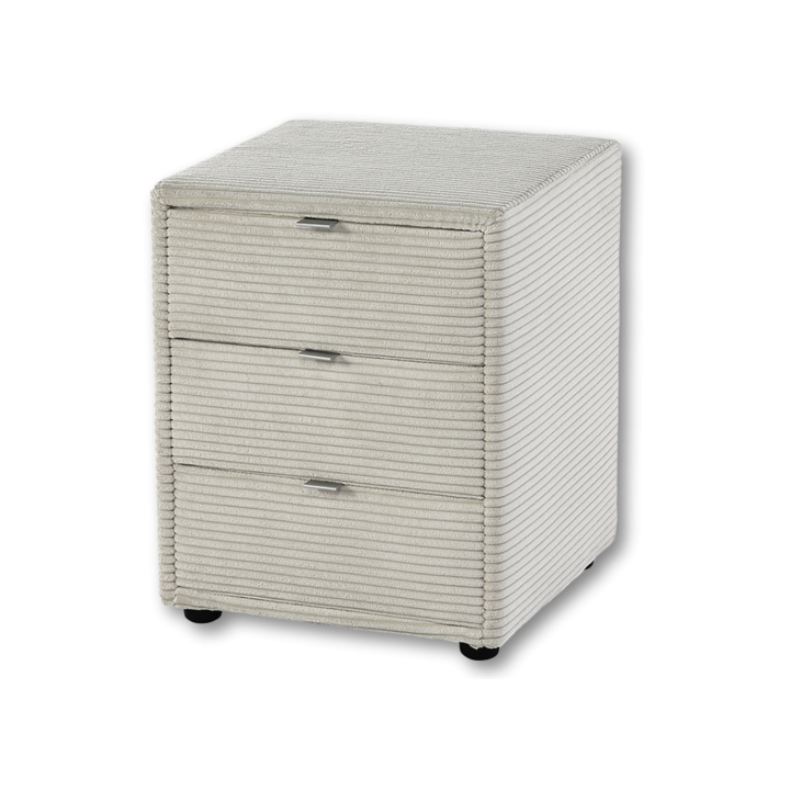 Chevet Cotelé beige Nako 3 tiroirs