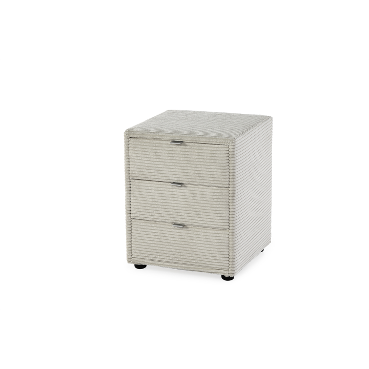 Chevet Cotelé beige Nako 3 tiroirs
