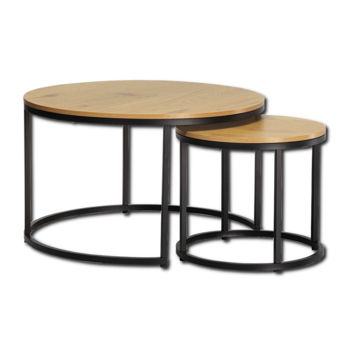 Set de 2 tables de salon Grace mélamine/métal noir