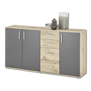 Commode 3P/4T BC 1040 chêne viking/gris