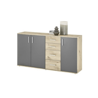 Commode 3P/4T BC 1040 chêne viking/gris