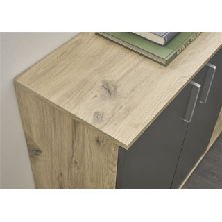 Commode 3P/4T BC 1040 chêne viking/gris