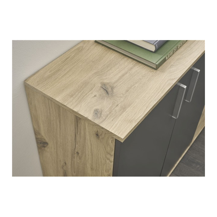 Commode 3P/4T BC 1040 chêne viking/gris