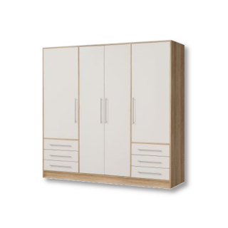 Armoire 4 portes Jupiter blanc/chêne