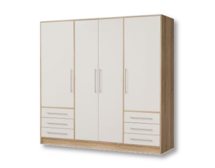 Armoire 4 portes Jupiter blanc/chêne