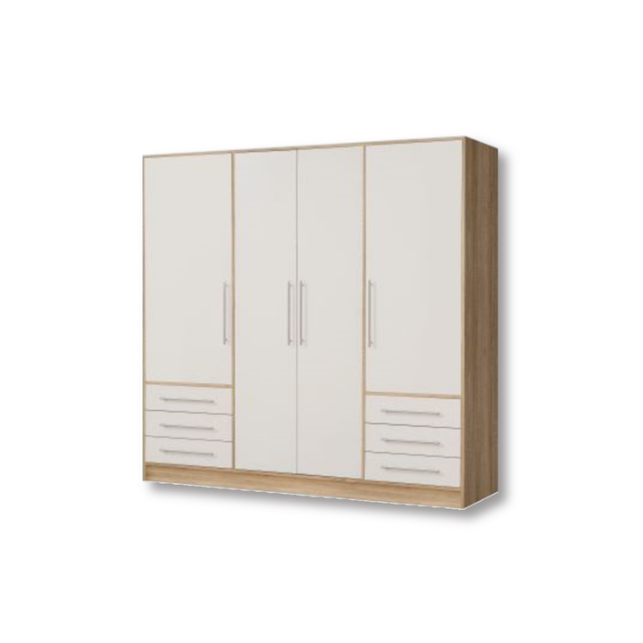 Armoire 4 portes Jupiter blanc/chêne