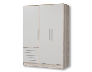 Armoir 3 portes Jupiter sand oak/blanc