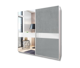 Armoire 2 portes Weimar béton gris clair/verre blanc