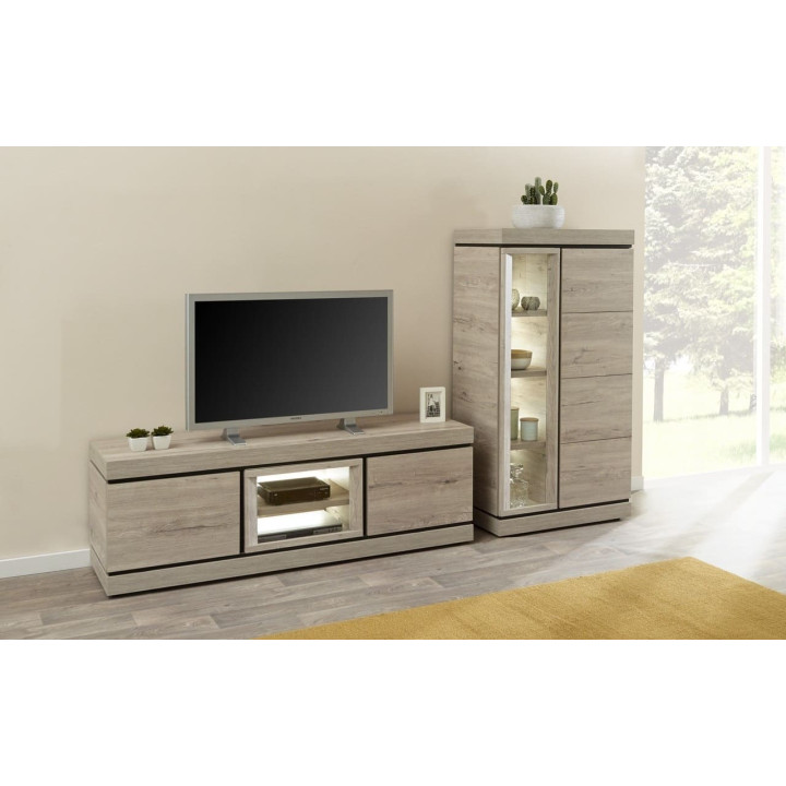 Meuble TV Belluno 2 chêne millenium gris