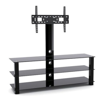 Meuble TV Stand verre trempé noir