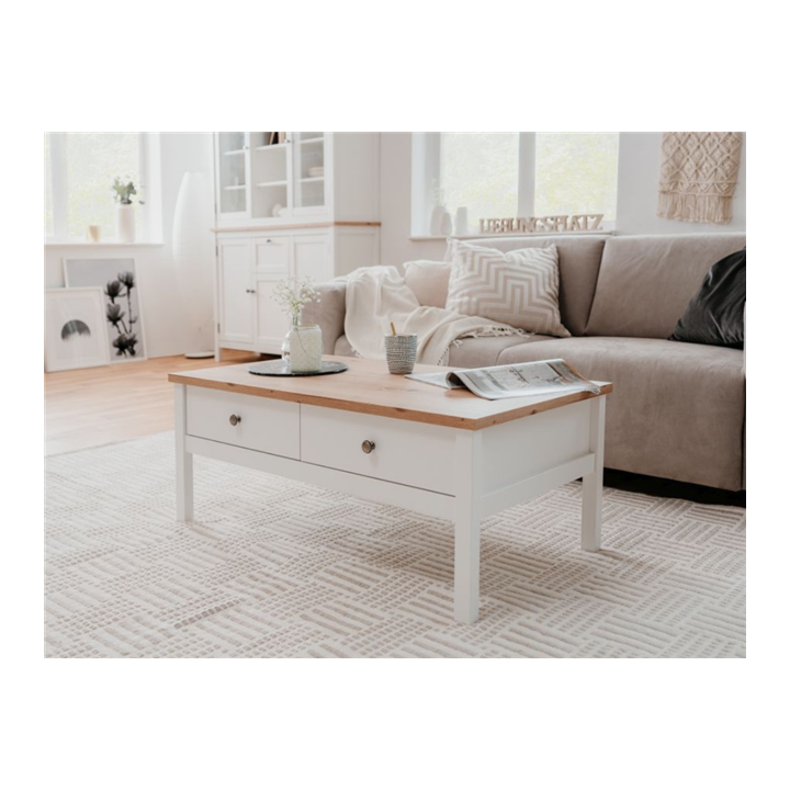 Table de salon Bergen blanc/chêne artisan