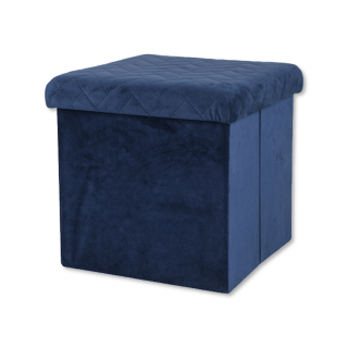 Petit pouf pliable Velvet bleu