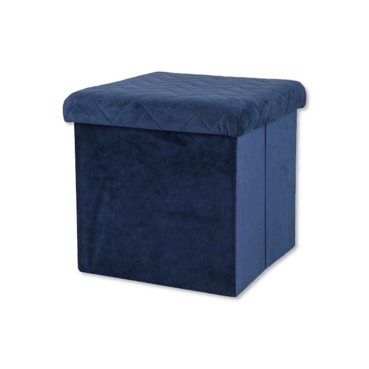 Petit pouf pliable Velvet bleu