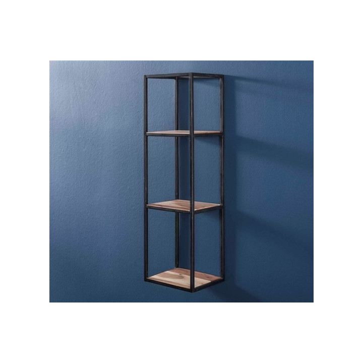 Etagère murale en bois acacia et métal noir 100cm 2429/15