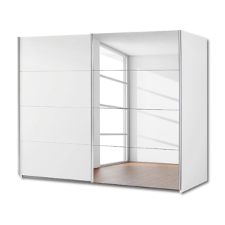 Armoire 2 portes Orbit/Belluno blanc neige/alu brossé