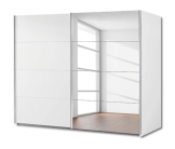 Armoire 2 portes Orbit/Belluno blanc neige/alu brossé