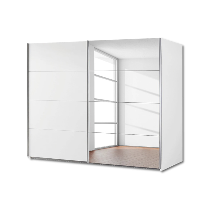 Armoire 2 portes Orbit/Belluno blanc neige/alu brossé
