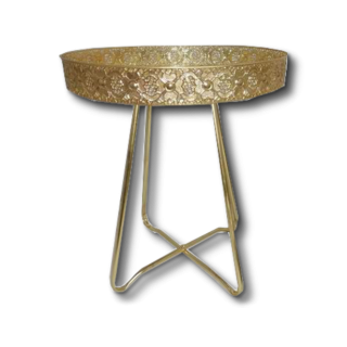 Table d'appoint métal or/miroir