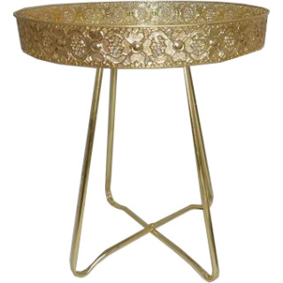 Table d'appoint métal or/miroir