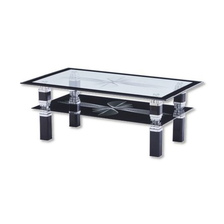 Table de salon C36S noir/verre trempé