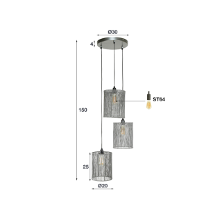 Suspension 3L metal/noir