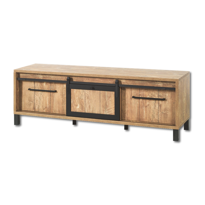 Meuble TV7 Alcatraz bois de teck orange/noir mat