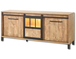 Dressoir Alcatraz 7 bois orange/noir mat