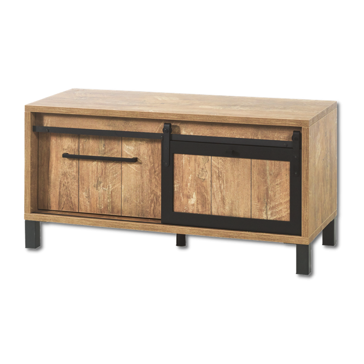 Meuble TV6  Alcatraz bois de teck orange/noir mat