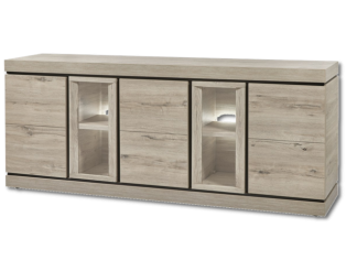 Dressoir Belluno 2 chêne millenium gris clair/noir