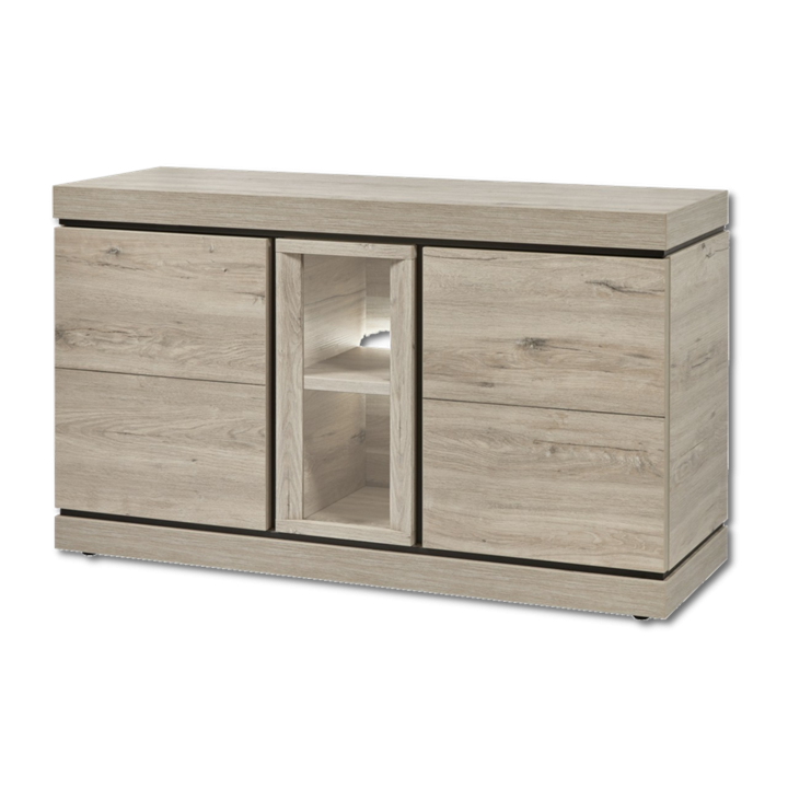 Dressoir Belluno 3 chêne millenium gris clair/noir