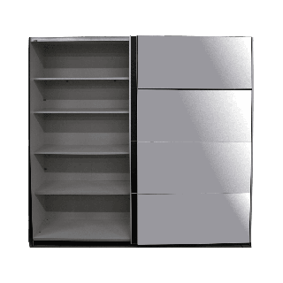 Armoire 2 portes coulissantes Beta noir et miroir