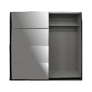 Armoire 2 portes coulissantes Beta noir et miroir