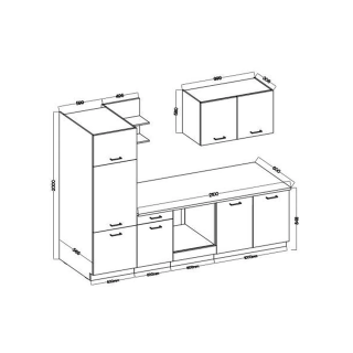 Bloc de cuisine Prego 270cm Béton