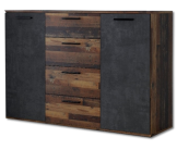 Commode Attalyar bois vintage/béton gris foncé