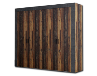 Armoire 4 portes Attalyar bois vintage/gris