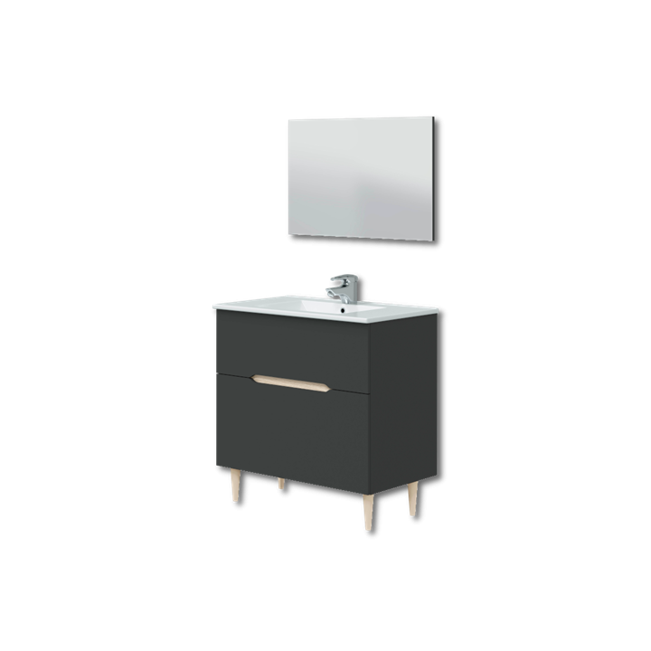 Ensemble salle de bain Lotto Meuble + vasque + miroir