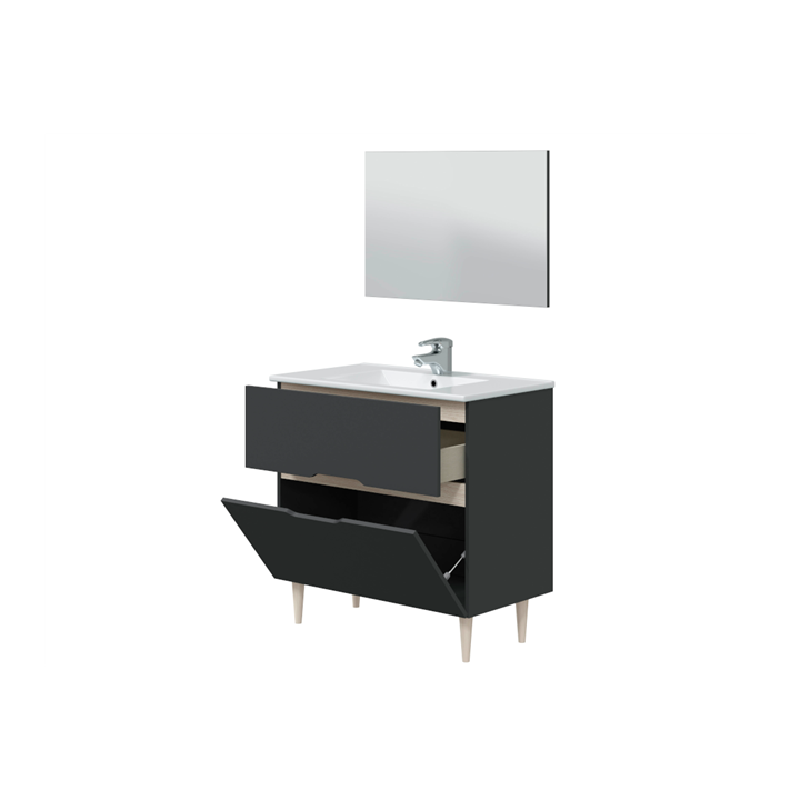Ensemble salle de bain Lotto Meuble + vasque + miroir