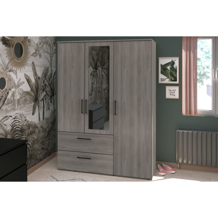 Armoire 3 portes 145 cm Orleans chêne argile