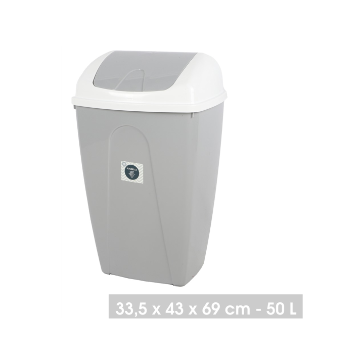Poubelle Flip 50L blanc/gris clair