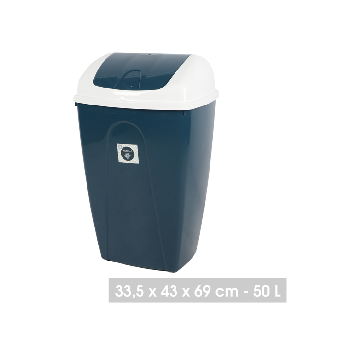 Poubelle Pasha 50L blanc/bleu