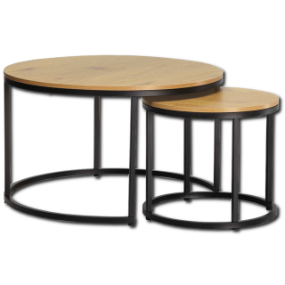 Set de 2 tables de salon Grace mélamine/métal noir