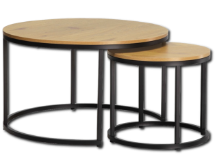 Set de 2 tables de salon Grace mélamine/métal noir