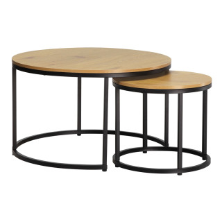 Set de 2 tables de salon Grace mélamine/métal noir