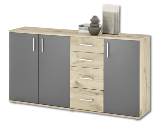 Commode 3P/4T BC 1040 chêne viking/gris
