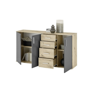 Commode 3P/4T BC 1040 chêne viking/gris