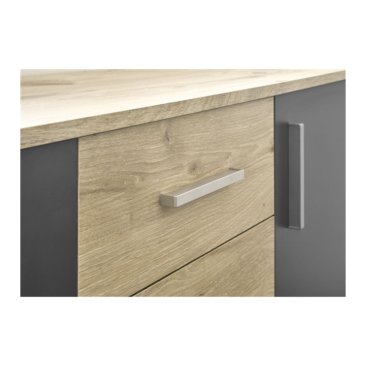 Commode 3P/4T BC 1040 chêne viking/gris